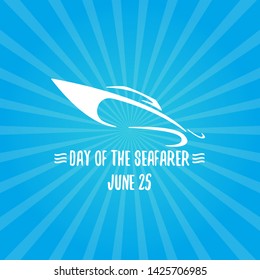 Day of the seafarer 25 june. Vector silhouette of yach or boat 