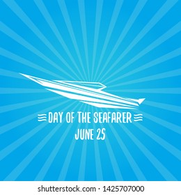 Day of the seafarer 25 june. Vector silhouette of yach or boat 