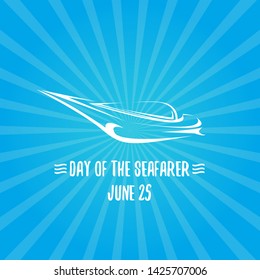 Day of the seafarer 25 june. Vector silhouette of yach or boat 
