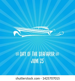 Day of the seafarer 25 june. Vector silhouette of yach or boat 