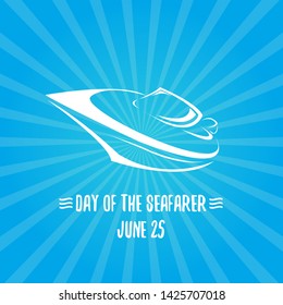 Day of the seafarer 25 june. Vector silhouette of yach or boat 