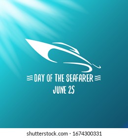 Tag der Seeleute 25 Juni. Vektorillustration-Silhouette von Yachten oder Booten einzeln auf türkisem Hintergrund