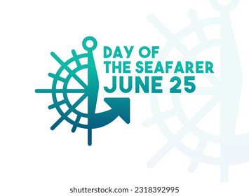 Day of The Seafarer. June 25. Anchor and wheel. White background. Eps 10.