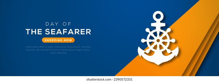Day of the Seafarer Paper cut style Vector Design Illustration for Background, Poster, Banner, Advertising, Greeting Card