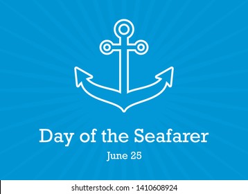 Day of the Seafarer vector. Anchor on a blue background. Day of the Seafarer Poster, June 25. Important day