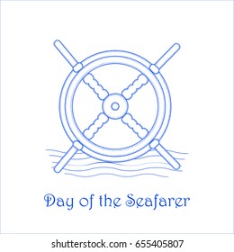 "Day of the Seafarer" - the vector background with the blue wheel