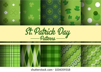 St.Patrick’s Day Seamless Pattern Collection. Vector illustration