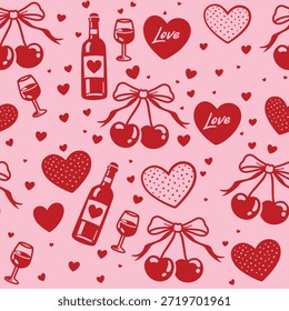 Patrón sin fisuras del día de San Valentín: fondo romántico del amor, Colores editables, formato de Vector