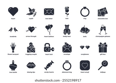 Valentine’s Day set icon, isolated Valentine’s Day set sign icon, vector illustration