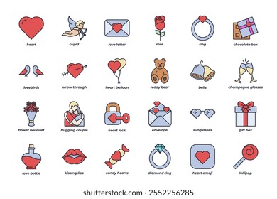 Valentine’s Day set icon, isolated Valentine’s Day set sign icon, vector illustration