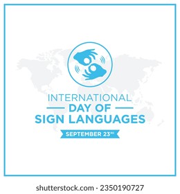 Day of sign languages greetings vector.