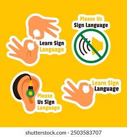 Day of Sign Languages Label Flat Cartoon Hand Drawn Templates Background Illustration