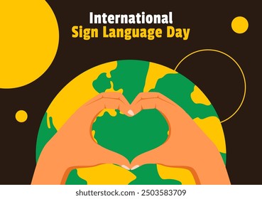 Day of Sign Languages Social Media Background Flat Cartoon Hand Drawn Templates Illustration