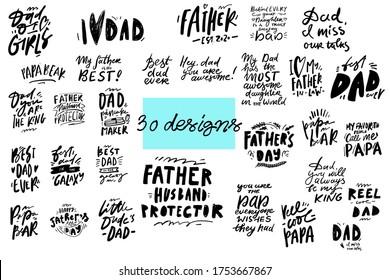 Father’s Day signs set. Hand lettering illustration for your design