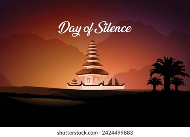 Day of Silence. Nyepi illustration greeting. bali's day of silence design. Happy galungan celebration Design concept.