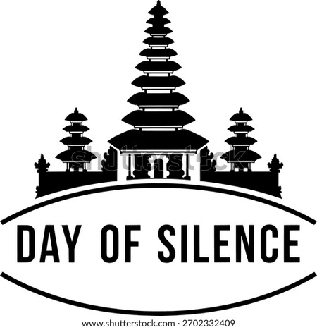 Day of Silence (Nyepi) Typography Logo with Balinese Pura Temple Silhouette