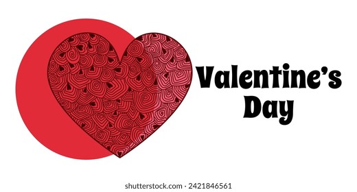 Valentine’s Day, simple horizontal holiday poster or banner vector illustration design