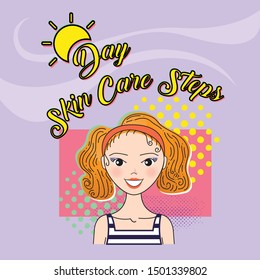 Day skin care steps illustration cover