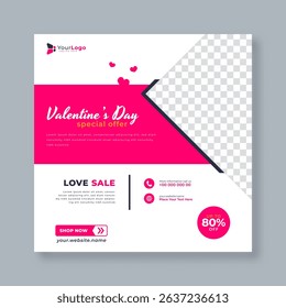 Valentine’s Day Social Banner Template – Vector Design for Sale Promotion, Gift Campaign, and Romantic Seasonal Offer