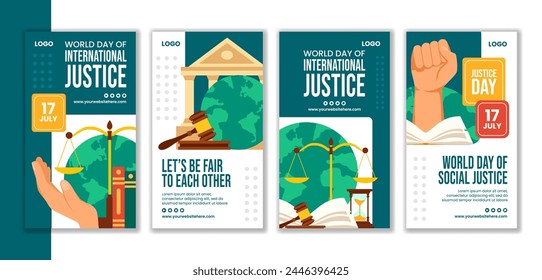 Day of Social Justice Social Media Stories Flat Cartoon Hand Drawn Templates Background Illustration