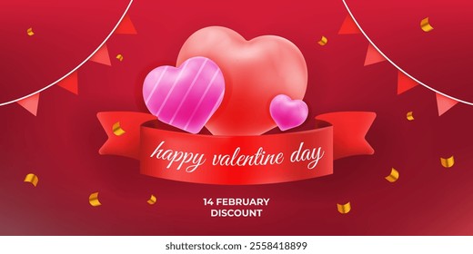 Valentine’s Day with special 14 February discounts, Shop gifts and spread love with heartwarming deals. Valentine offers, February discounts, gift shopping, template, background