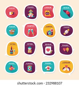 ValentineÃ?Â¢??s Day speech bubble banner flat design background set, eps10