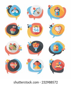 ValentineÃ?Â¢??s Day speech bubble banner flat design background set, eps10