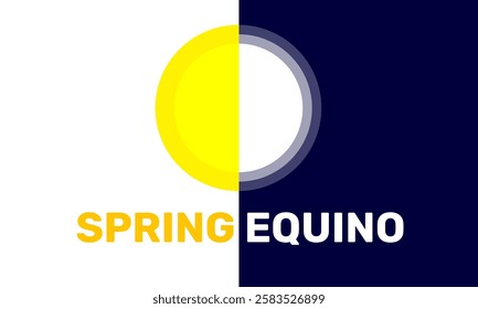 Day of spring equinox and autumn equinox. Day and Night background. This holiday-themed design is perfect for backgrounds, banners, greeting cards, posters, social media posts. Vector illustration.