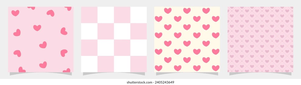 Valentine’s day square background set. Decorative vector illustrations and backdrops with romantic elements. Modern romantic square templates for posts, web, cards etc.