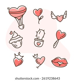 Valentinstag Aufkleber Doodle Art Bundle Set