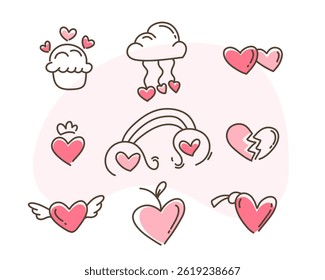 Vinilo para Día de San Valentín Doodle Art Paquete Set