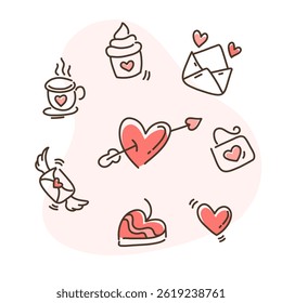Dia dos Namorados Adesivo Doodle Art Bundle Set