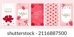 Valentine’s day story background for social media with heart, balloon,gift