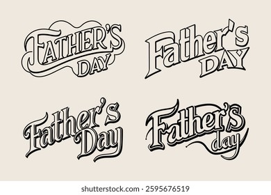 Father’s Day Stylish Typography Bundle Set, Trendy Calligraphy And Hand-Lettered Dad Quotes.