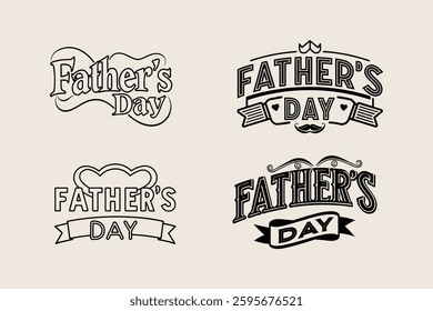 Father’s Day Stylish Typography Bundle Set, Trendy Calligraphy And Hand-Lettered Dad Quotes.