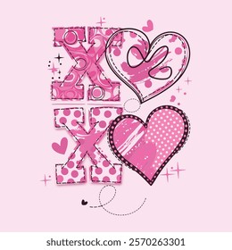 Valentine’s Day Sublimation Design, Valentine’s Day Sublimation for t-shirt, XO XO T shirt.  Groovy Street art graffiti print with hearts for t shirt or sweatshirt. Abstract graphic underground unisex