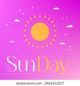 Tag Sun Concept. Vektorillustration der Pink Promotion mit Cloud and Birds.