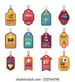ValentineÃ?Â¢??s Day tag banner flat design background set, eps10