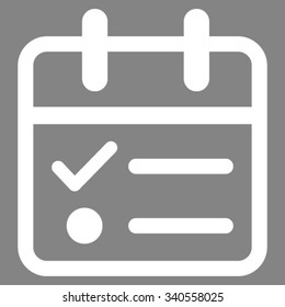 Day Tasklist vector icon. Style is flat symbol, white color, rounded angles, gray background.