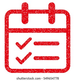 Day Tasks grainy textured icon for overlay watermark stamps. Flat symbol with dust texture. Dotted vector red ink rubber seal stamp with grunge design on a white background.