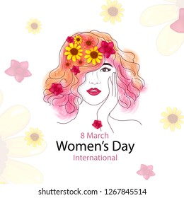 Woman’s Day text design with flowers, Woman’s Day greeting calligraphy design Woman’s Day text design with flowers, Woman’s Day greeting calligraphy design