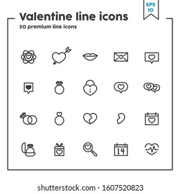 Valentine’s Day thin line icon. Concept of love, sympathy and dating. Vector illustration symbol elements for web design and apps