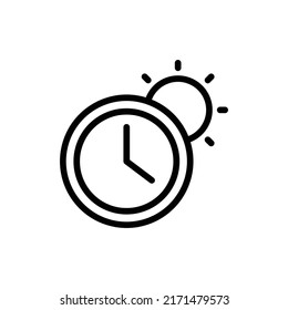 Day Time Icon. Line Art Style Design Isolated On White Background