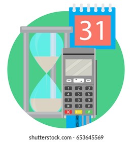 Day time pay. Payday and payment salary, money compensation, vector illustration