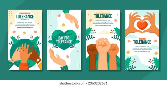 Day for Tolerance Social Media Stories Flat Cartoon Hand Drawn Templates Background Illustration