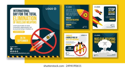 Tag für die totale Beseitigung von Atomwaffen Social Media Post Flat Cartoon Handgezeichnete Vorlagen Hintergrund Illustration