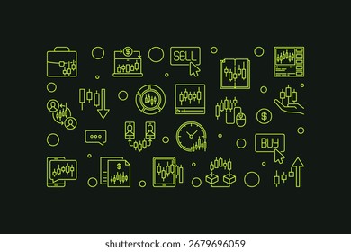 Concepto de Vector de criptomoneda Ilustración Horizontal o Anuncio en estilo de contorno
