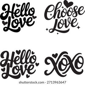 Valentine’s Day T-Shirt Design Bundle – Love Quotes, Romantic Typography and Couple Illustrations