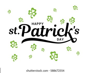 Patrick'??s Day typography poster with handwritten calligraphy text, isolated on white background. Vector Illustration
