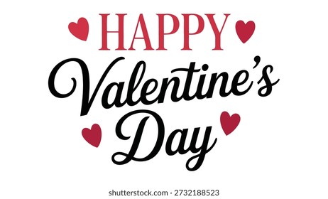 Valentinstag-Typografie mit roten Herzen - Romantischer Gruß mit der Botschaft "Happy Valentine’s Day"